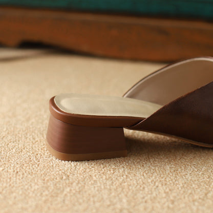 Lera Genuine Leather Mule Pumps