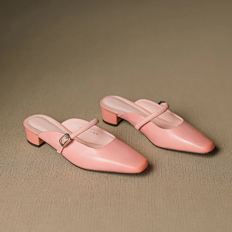 Belora Genuine Leather Mary Jane Mules