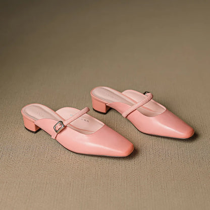 Belora Genuine Leather Mary Jane Mules