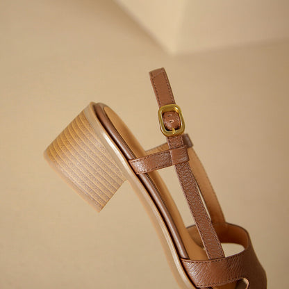 Lera Genuine Leather Square-Toe Sandals