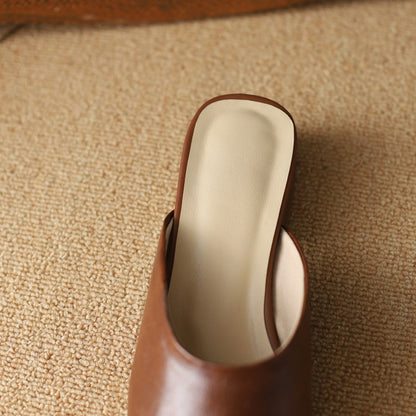 Lera Genuine Leather Mule Pumps