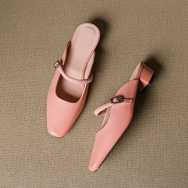 Belora Genuine Leather Mary Jane Mules