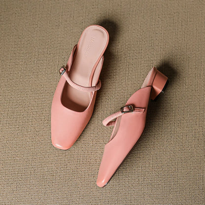 Belora Genuine Leather Mary Jane Mules