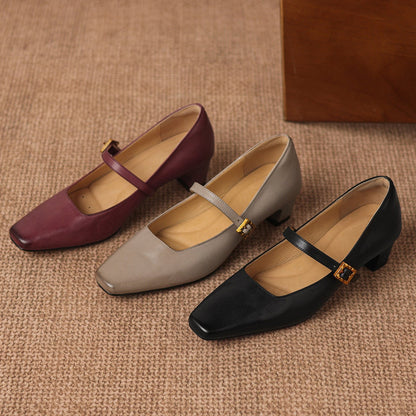 Elif Genuine Leather Heels