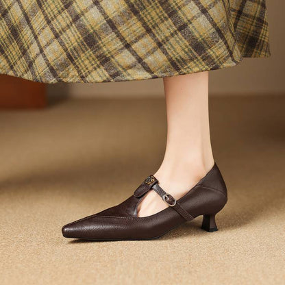 Olia Genuine Leather Kitten Heels