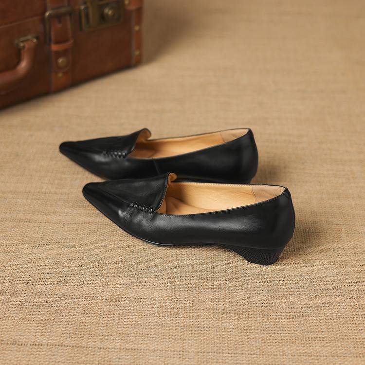 Lena Genuine Leather Pointed-Toe Pumps