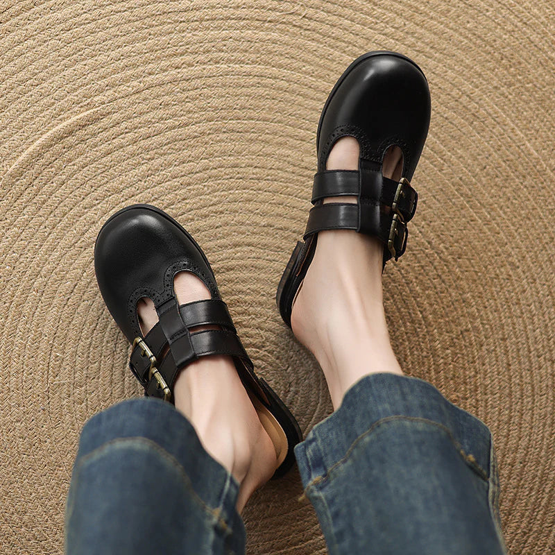 Adria Genuine Leather Mules