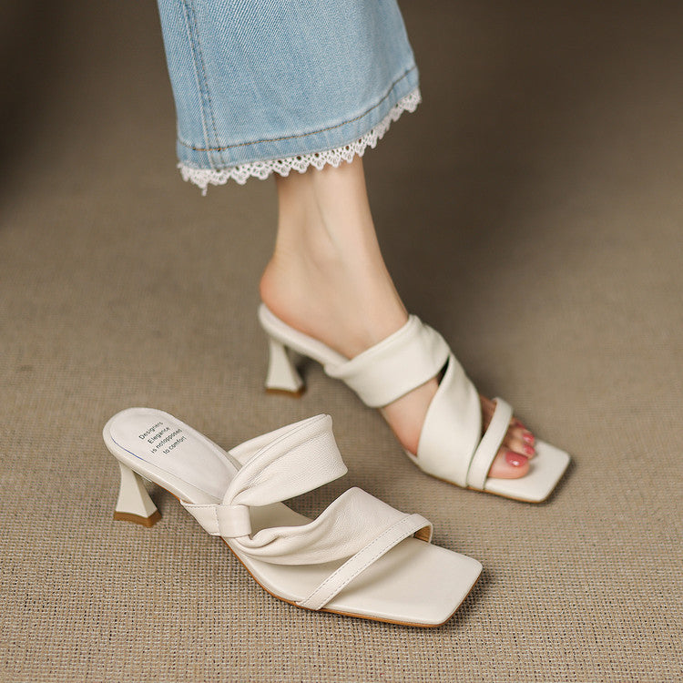 Zelen Genuine Leather Crossover Strap Sandals