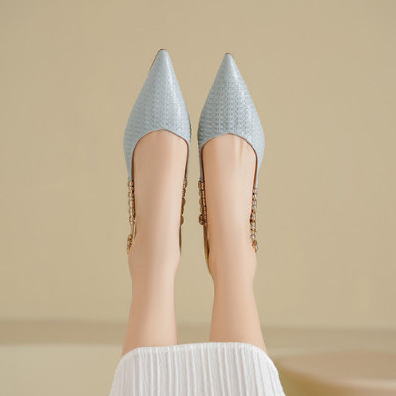 Vessa Genuine Leather Slingback Kitten Heels