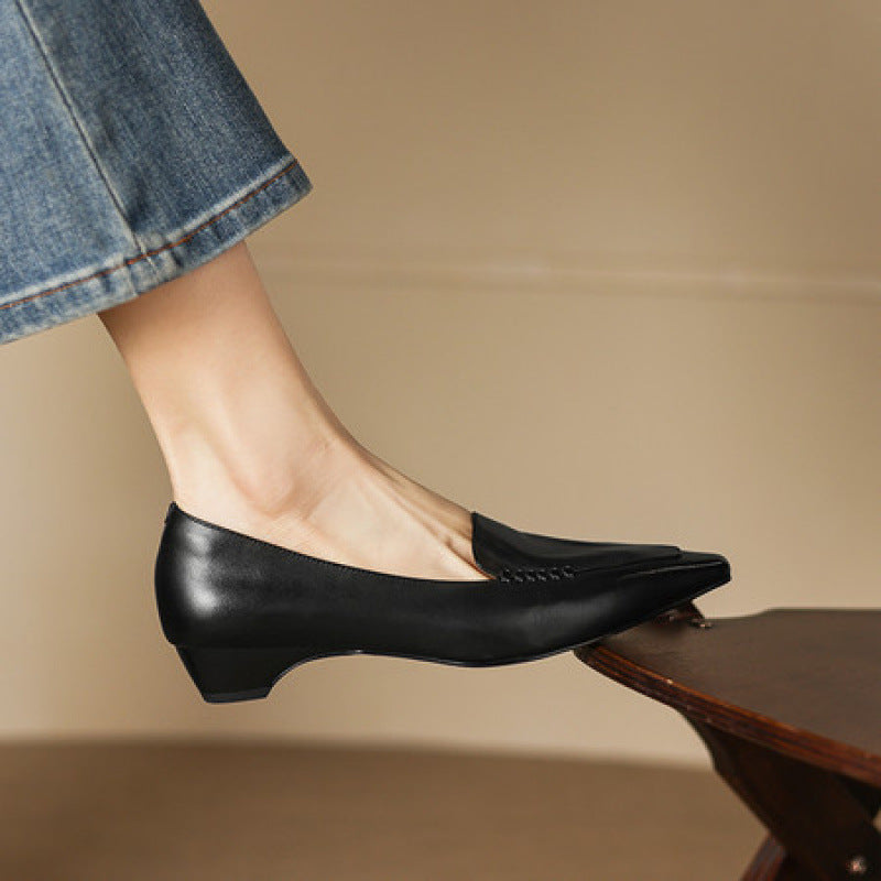 Lena Genuine Leather Pointed-Toe Pumps