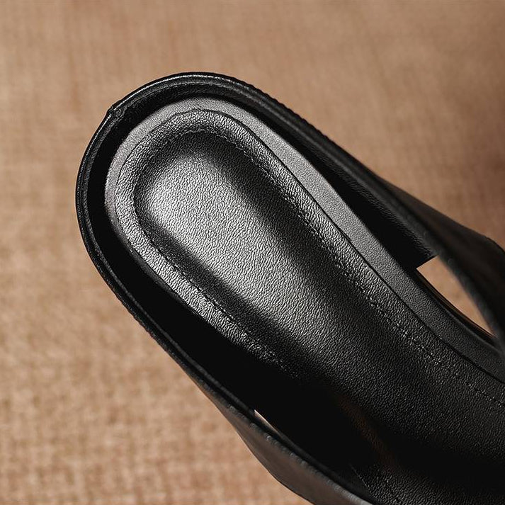 Doria Genuine Leather X-Strap Mules