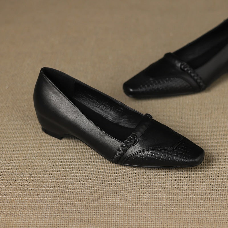Alira Genuine Leather Wedge Pumps