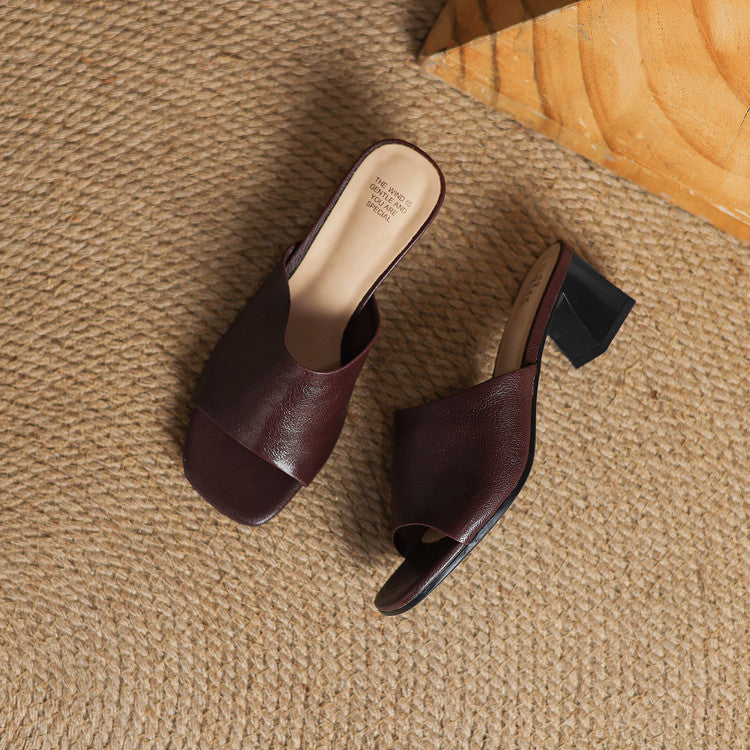 Lori Genuine Leather Open-Toe Mules