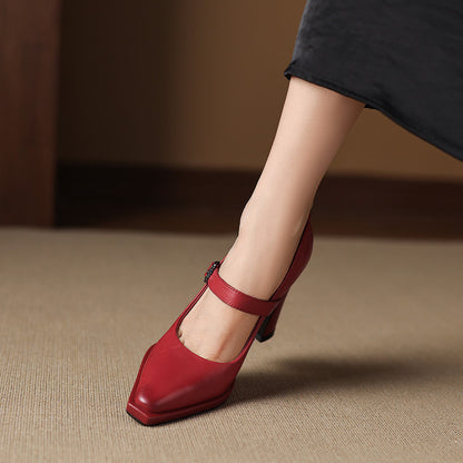 Eda Genuine Leather Heels