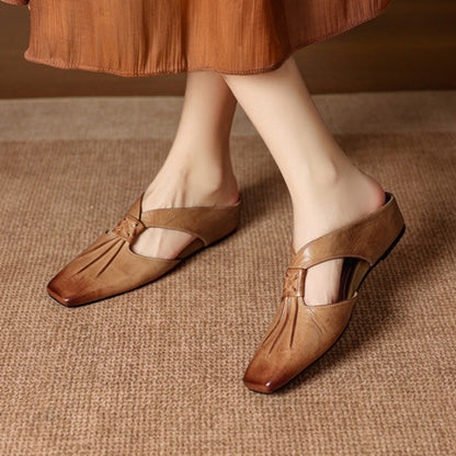 Doria Genuine Leather X-Strap Mules