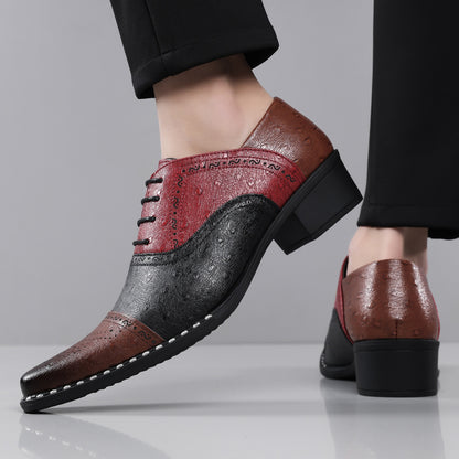 Brant Ostrich-Print Leather Dress Shoes