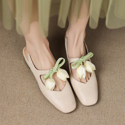 Tulip Genuine Leather Slingbacks