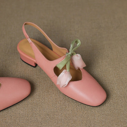 Tulip Genuine Leather Slingbacks