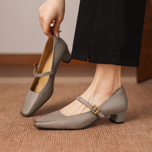 Elif Genuine Leather Heels