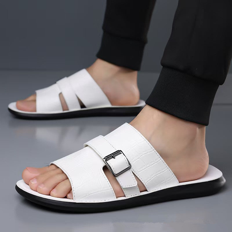 Daric Crocodile Pattern Leather Sandals