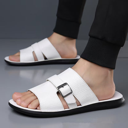 Daric Crocodile Pattern Leather Sandals