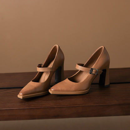 Eda Genuine Leather Heels