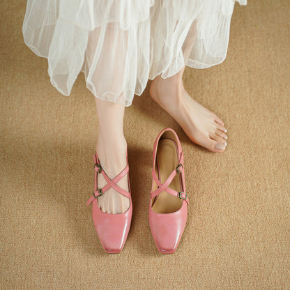 Kesia Genuine Leather Crisscross Strap Heels