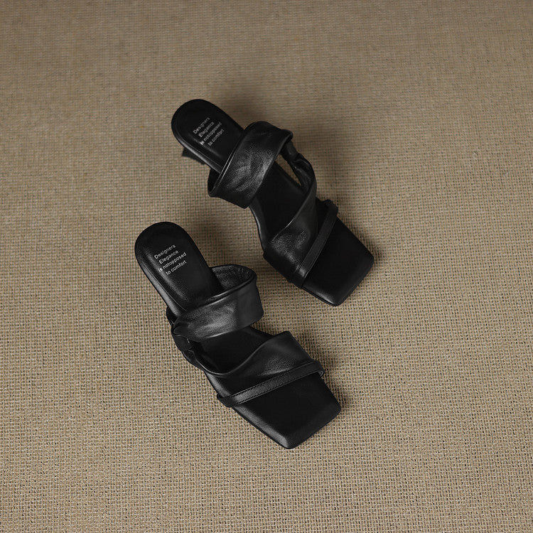 Zelen Genuine Leather Crossover Strap Sandals