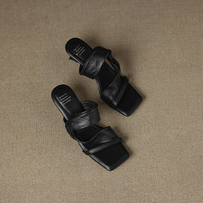 Zelen Genuine Leather Crossover Strap Sandals