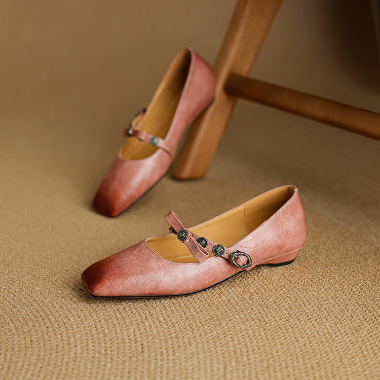 Neris Genuine Leather Mary Jane Flats