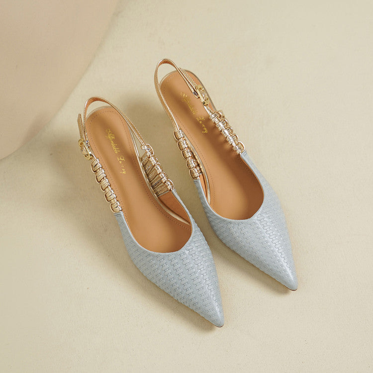 Vessa Genuine Leather Slingback Kitten Heels