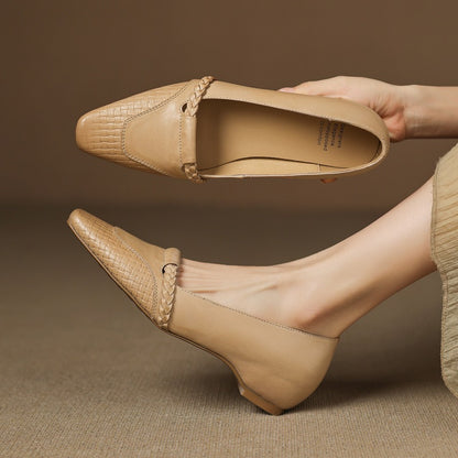 Alira Genuine Leather Wedge Pumps