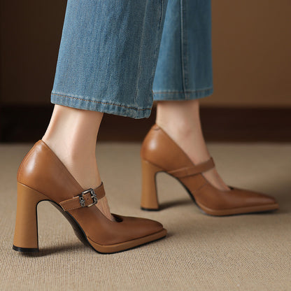 Eda Genuine Leather Heels