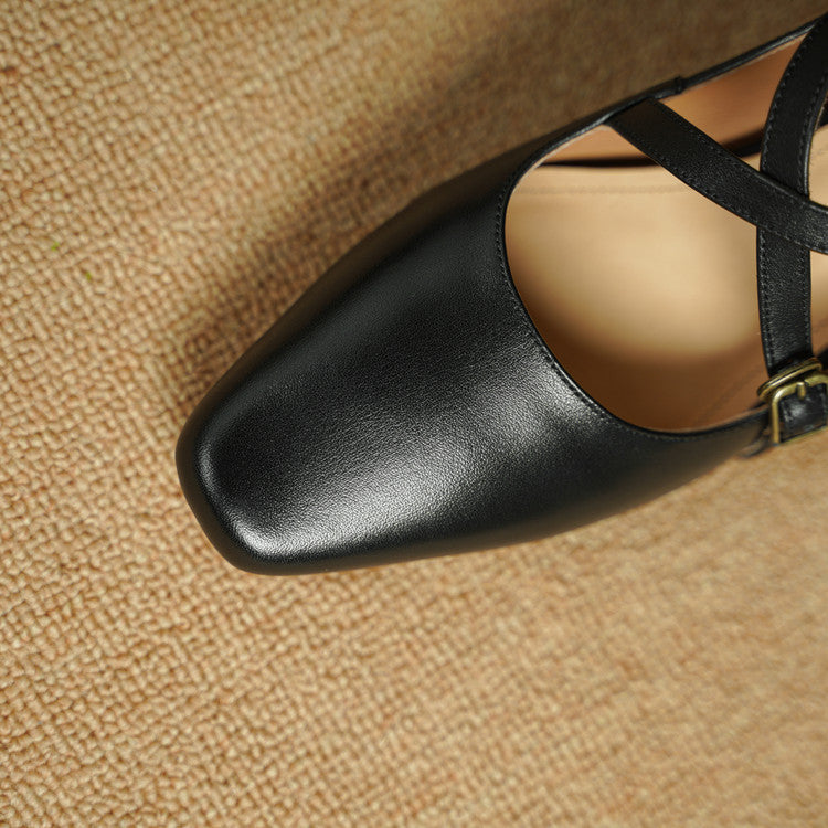Kesia Genuine Leather Crisscross Strap Heels