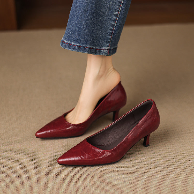 Emey Genuine Leather Heels