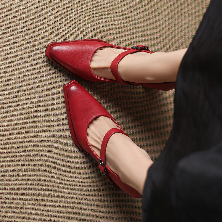 Eda Genuine Leather Heels