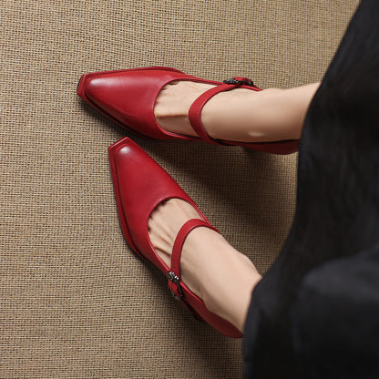 Eda Genuine Leather Heels