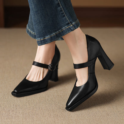 Eda Genuine Leather Heels