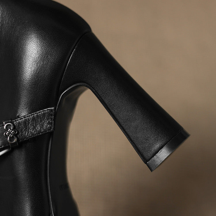 Eda Genuine Leather Heels