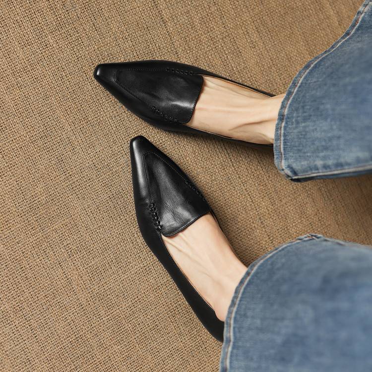 Lena Genuine Leather Pointed-Toe Pumps