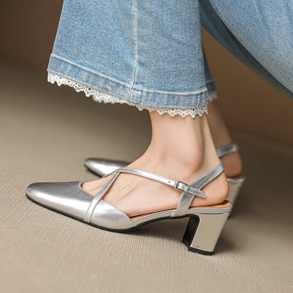 Blenza Genuine Leather Slingbacks