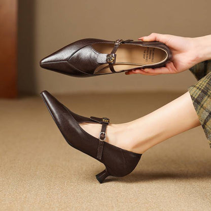 Olia Genuine Leather Kitten Heels