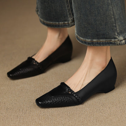 Alira Genuine Leather Wedge Pumps