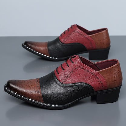 Brant Ostrich-Print Leather Dress Shoes