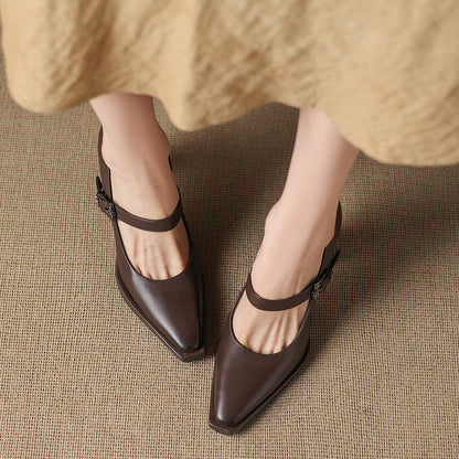 Eda Genuine Leather Heels
