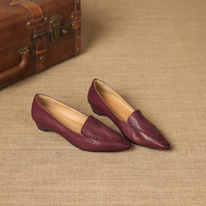 Lena Genuine Leather Pointed-Toe Pumps