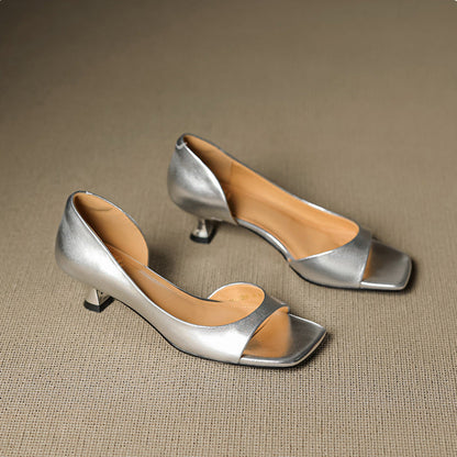 Doria Peep Toe Genuine Leather Heels