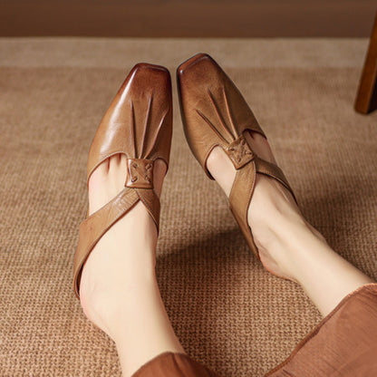 Doria Genuine Leather X-Strap Mules