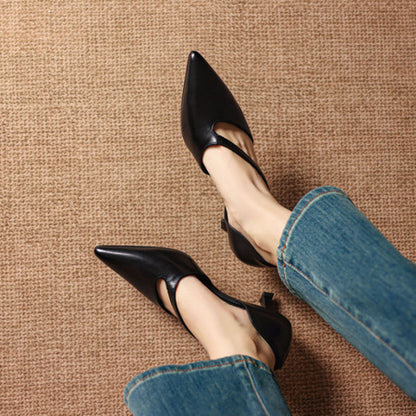 Deve Genuine Leather Crossover Strap Heels