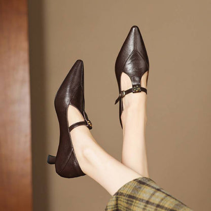 Olia Genuine Leather Kitten Heels